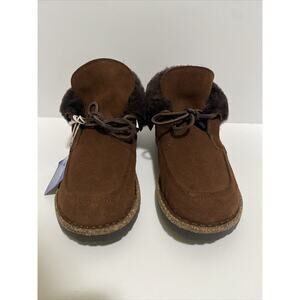 Birkenstock Bakki Ankle Boots Women Size 7 Espresso Brown Suede Shearling